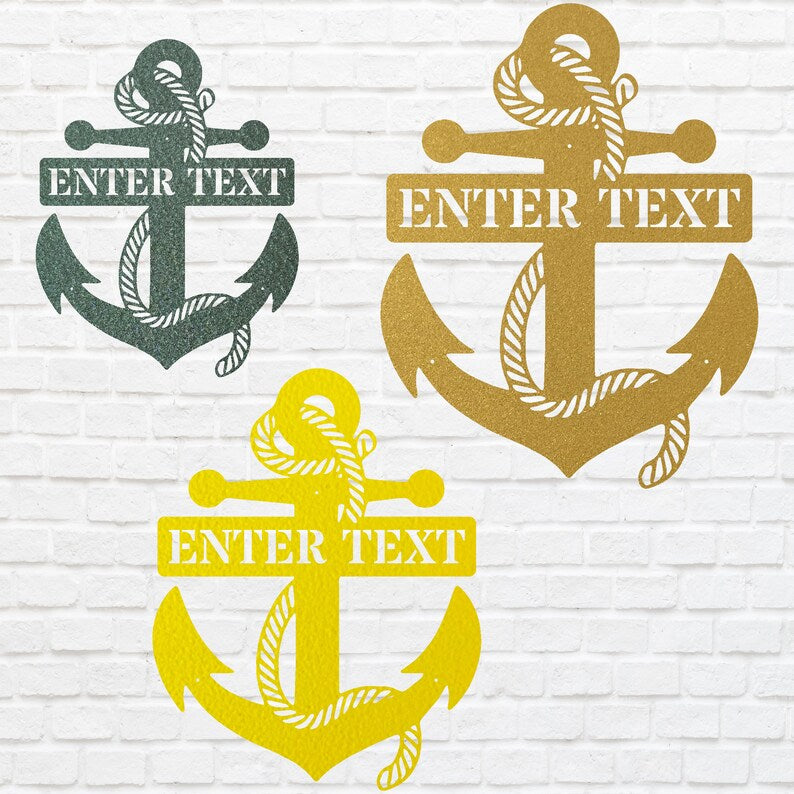 Personalized Anchor Wall Art, Black Metal Wall Art