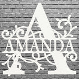 Custom Name Sign Black Metal Wall Art, Monogram Name Sign