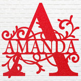 Custom Name Sign Black Metal Wall Art, Monogram Name Sign