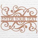 Custom Floral Sign Metal Wall Art, Split Monogram Sign