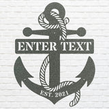 Personalized Anchor Sign Black Metal Wall Art, Nautical Decor