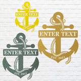 Personalized Anchor Sign Black Metal Wall Art, Nautical Decor