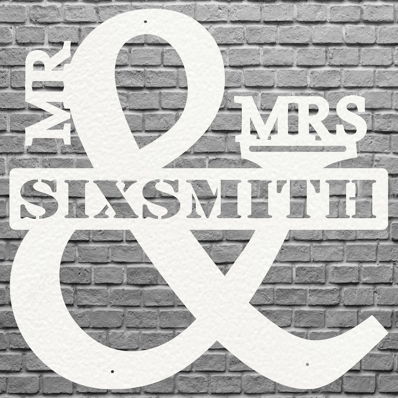 Custom Mr And Mrs Sign Metal Wall Art, Newlywed Gift