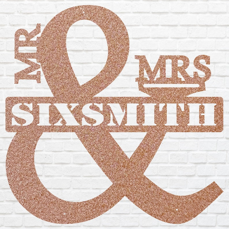 Custom Mr And Mrs Sign Metal Wall Art, Newlywed Gift