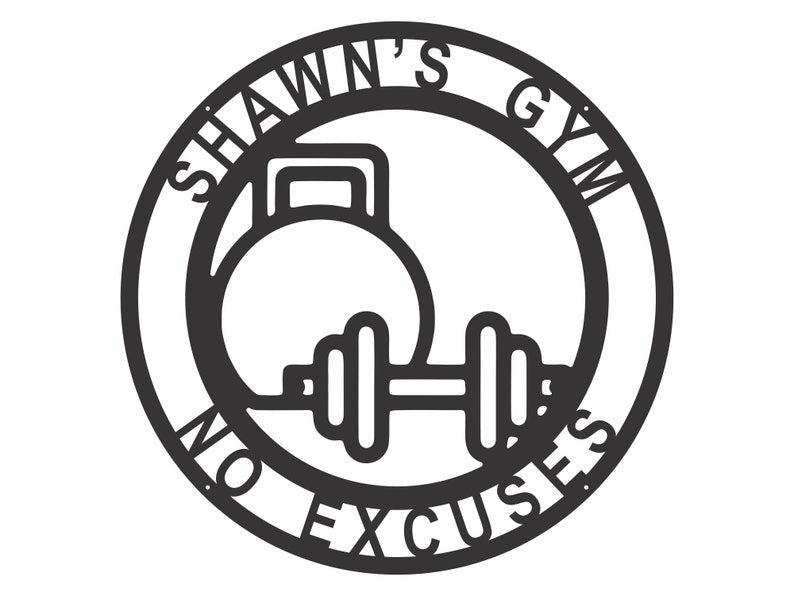 Custom Metal Gym Sign, Workout Monogram Metal Sign