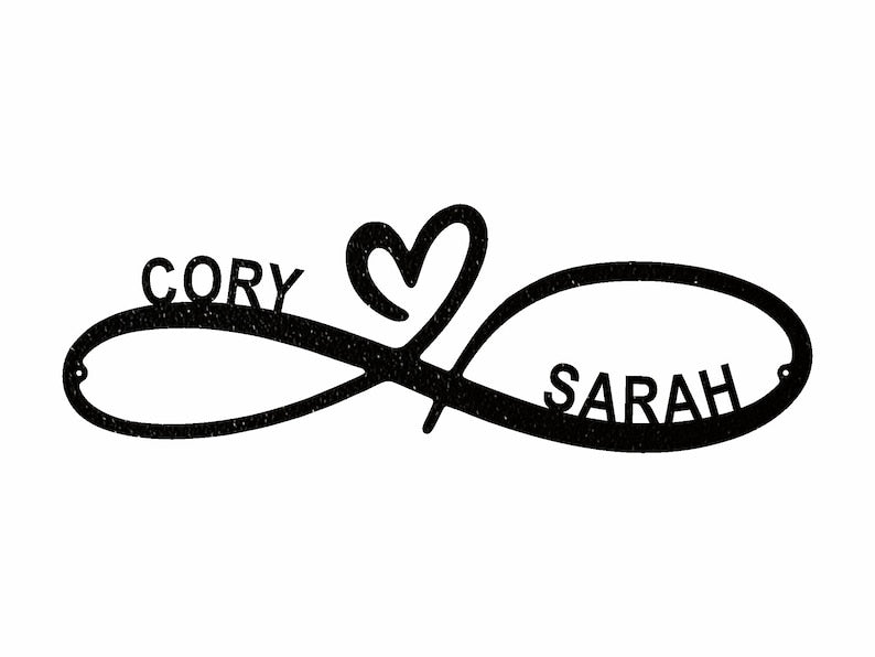 Custom Infinity Infinity Heart Metal Wall Art, Newlywed Gift