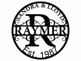 Circular Monogram Name Sign, Custom Metal Sign