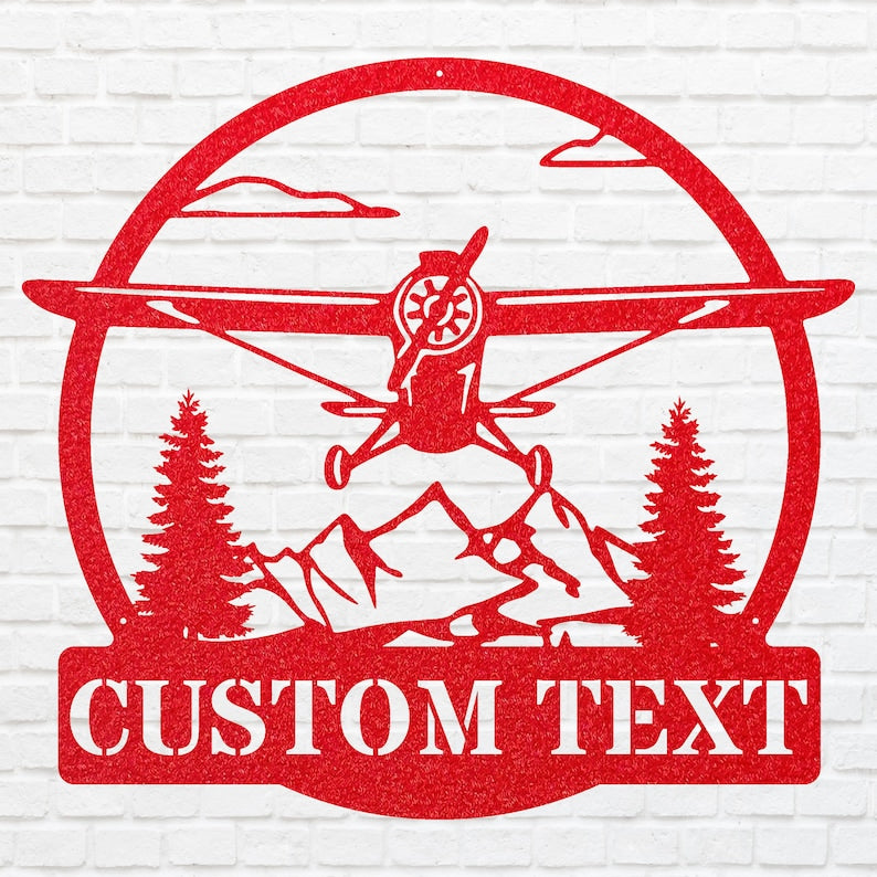 Custom Airplane Metal Wall Art, Front Door Sign