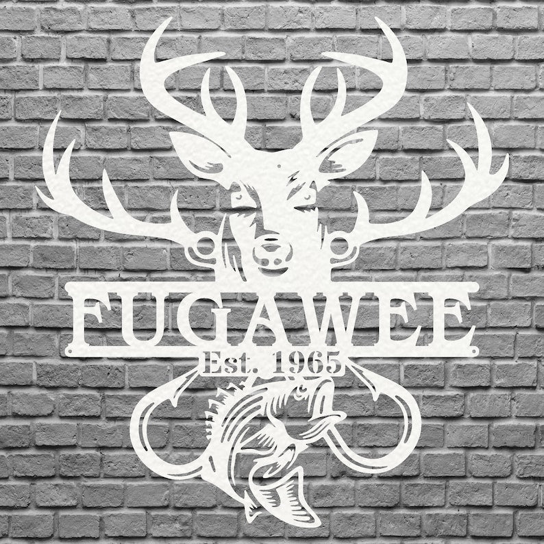 Custom Fish and Deer Metal Sign, Metal Wall Art