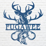 Custom Fish and Deer Metal Sign, Metal Wall Art
