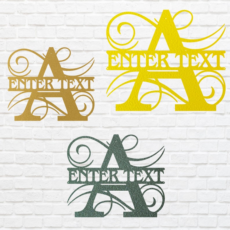 Split Monogram Name Sign, Custom Metal Sign