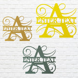 Split Monogram Name Sign, Custom Metal Sign