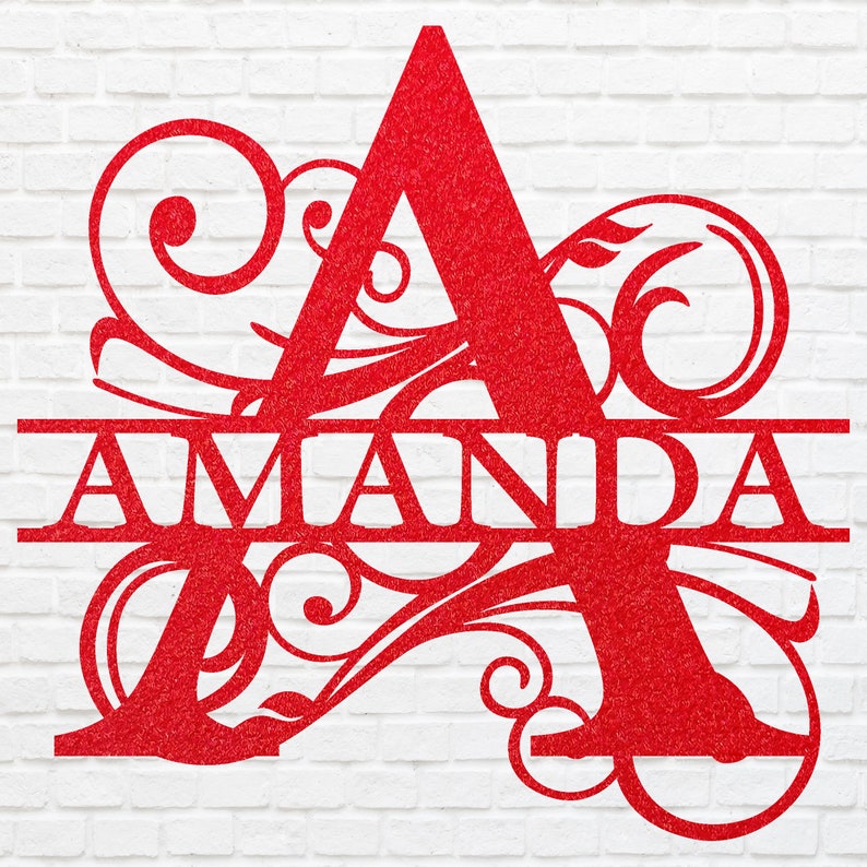 Split Monogram Metal Name Sign, Custom Name Sign