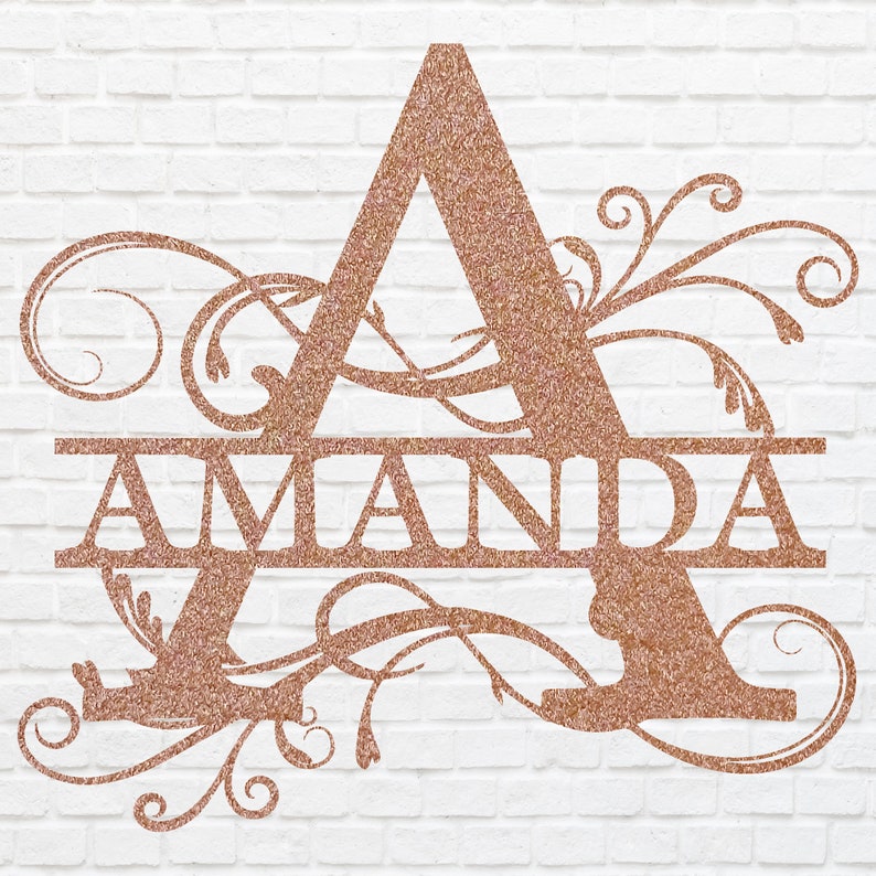 Split Letter Monogram Name Sign, Custom Metal Sign