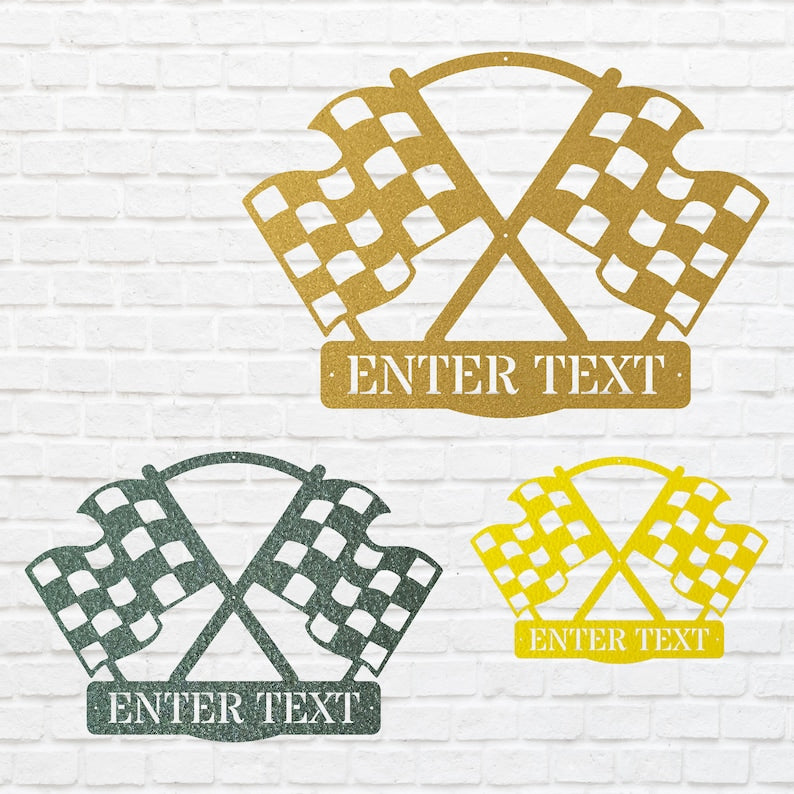 Chequered Flag Wall Art, Custom Race Flag Metal Wall Art