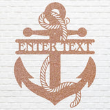 Custom Anchor Sign Black Metal Wall Art, Nautical Decor