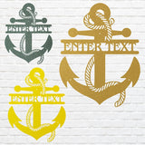 Custom Anchor Sign Black Metal Wall Art, Nautical Decor