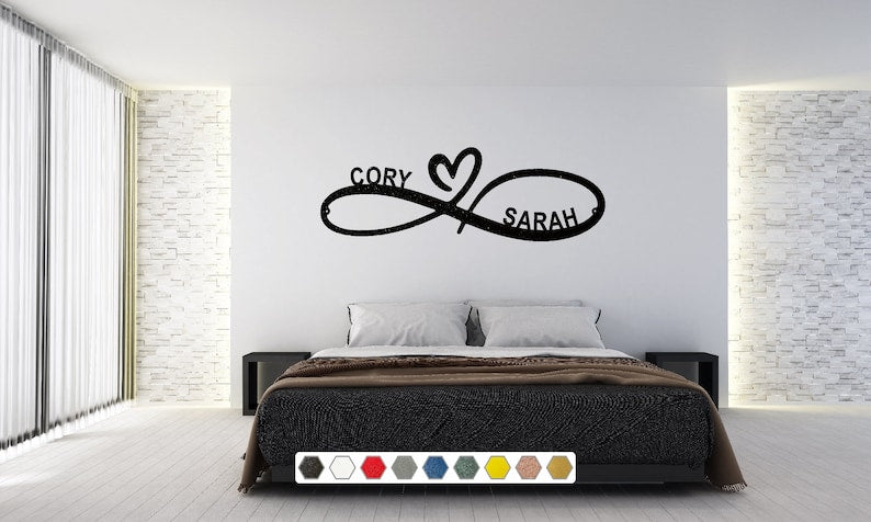 Custom Infinity Infinity Heart Metal Wall Art, Newlywed Gift