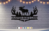 Moose with Antlers Metal Name Sign, Moose Gift