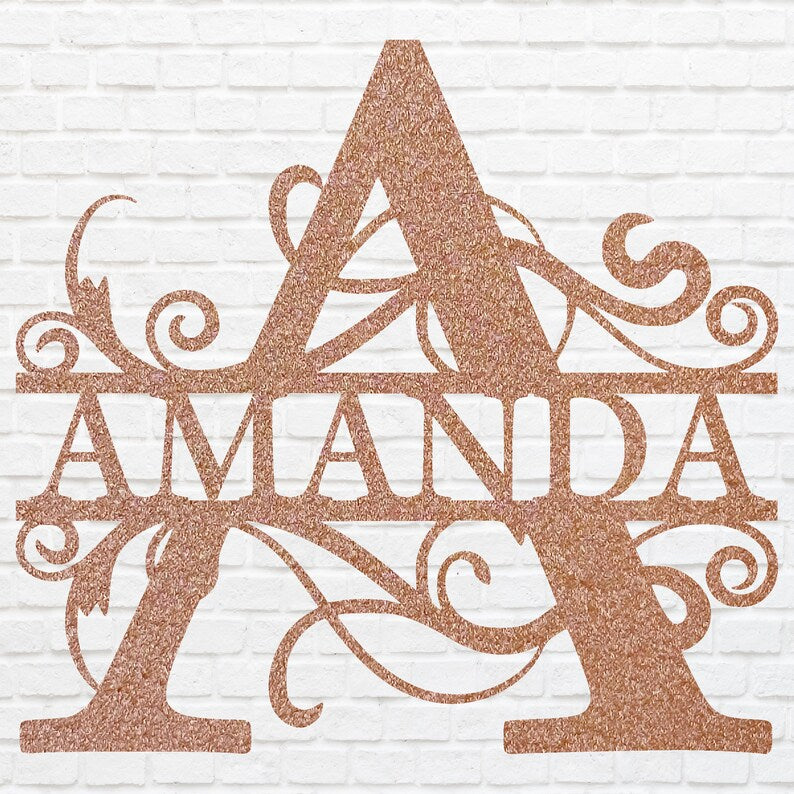 Custom Split Letter Monogram Sign Metal Wall Decor