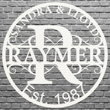 Circular Monogram Name Sign, Custom Metal Sign