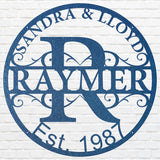 Circular Monogram Name Sign, Custom Metal Sign