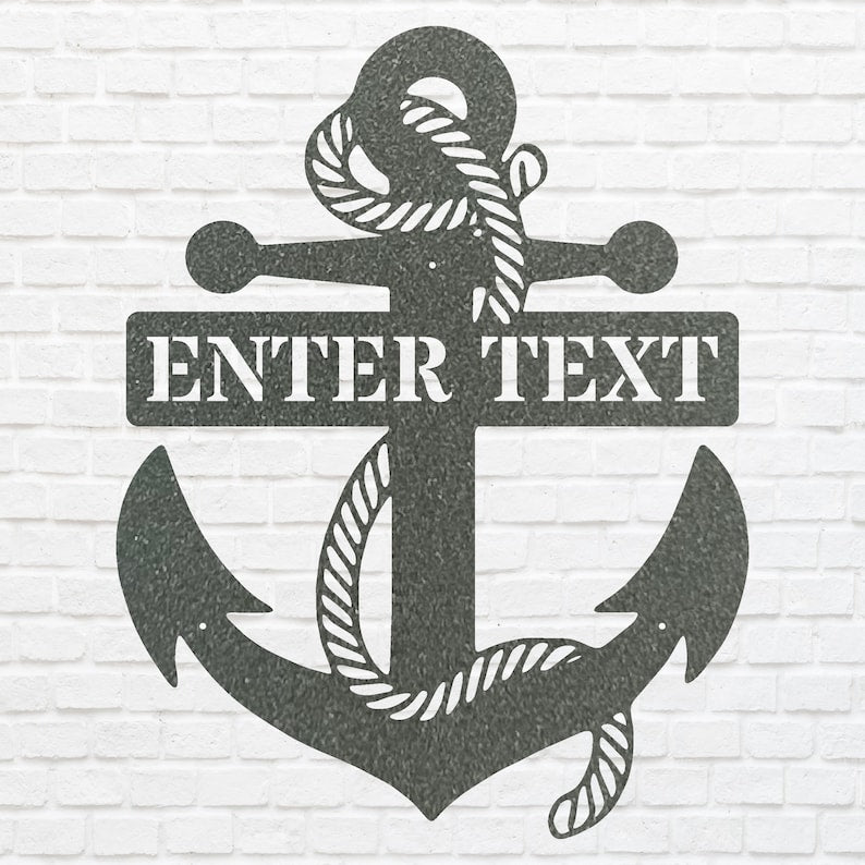 Personalized Anchor Wall Art, Black Metal Wall Art