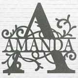 Custom Name Sign Black Metal Wall Art, Monogram Name Sign