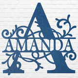 Custom Name Sign Black Metal Wall Art, Monogram Name Sign