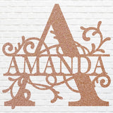 Custom Name Sign Black Metal Wall Art, Monogram Name Sign