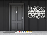 Custom Floral Sign Metal Wall Art, Split Monogram Sign