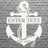 Personalized Anchor Sign Black Metal Wall Art, Nautical Decor