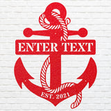 Personalized Anchor Sign Black Metal Wall Art, Nautical Decor