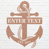 Personalized Anchor Sign Black Metal Wall Art, Nautical Decor