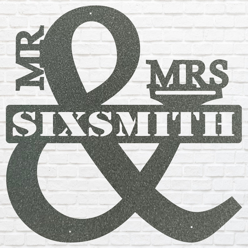 Custom Mr And Mrs Sign Metal Wall Art, Newlywed Gift