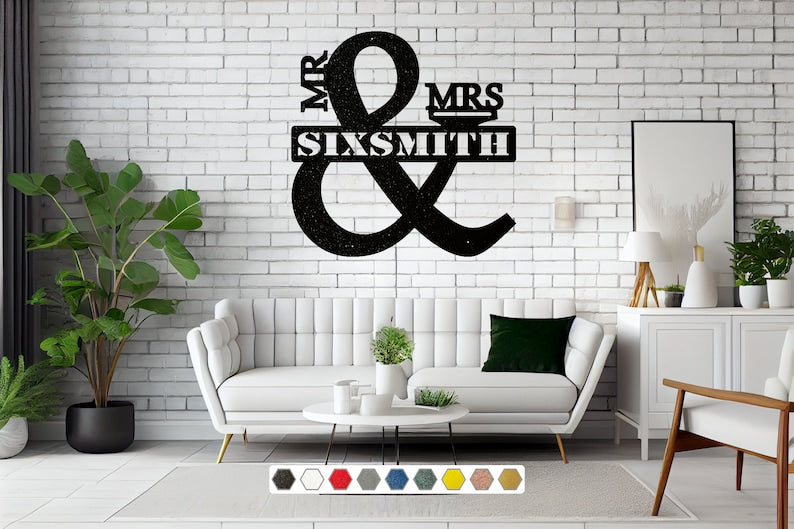 Custom Mr And Mrs Sign Metal Wall Art, Newlywed Gift