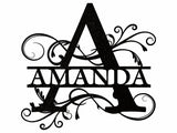 Split Letter Monogram Name Sign, Custom Metal Sign
