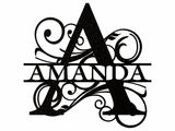 Split Monogram Metal Name Sign, Custom Name Sign