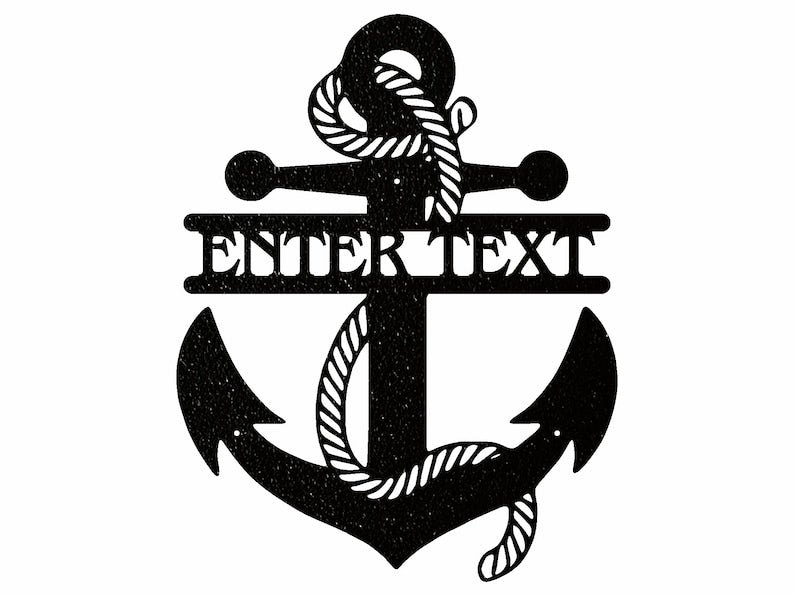 Custom Anchor Sign Black Metal Wall Art, Nautical Decor