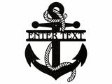 Custom Anchor Sign Black Metal Wall Art, Nautical Decor