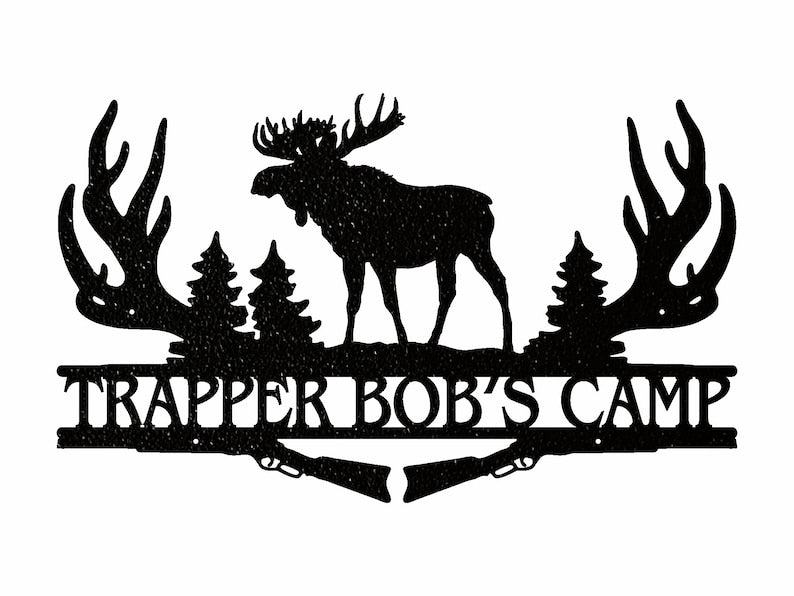 Moose with Antlers Metal Name Sign, Moose Gift