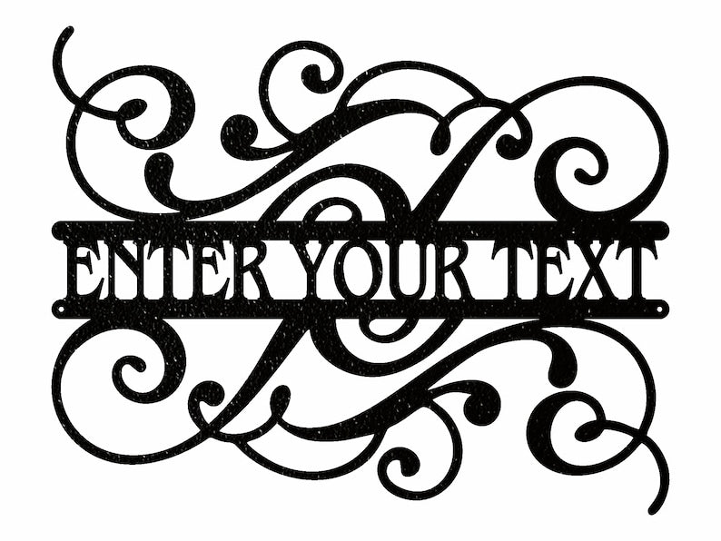 Custom Floral Sign Metal Wall Art, Split Monogram Sign