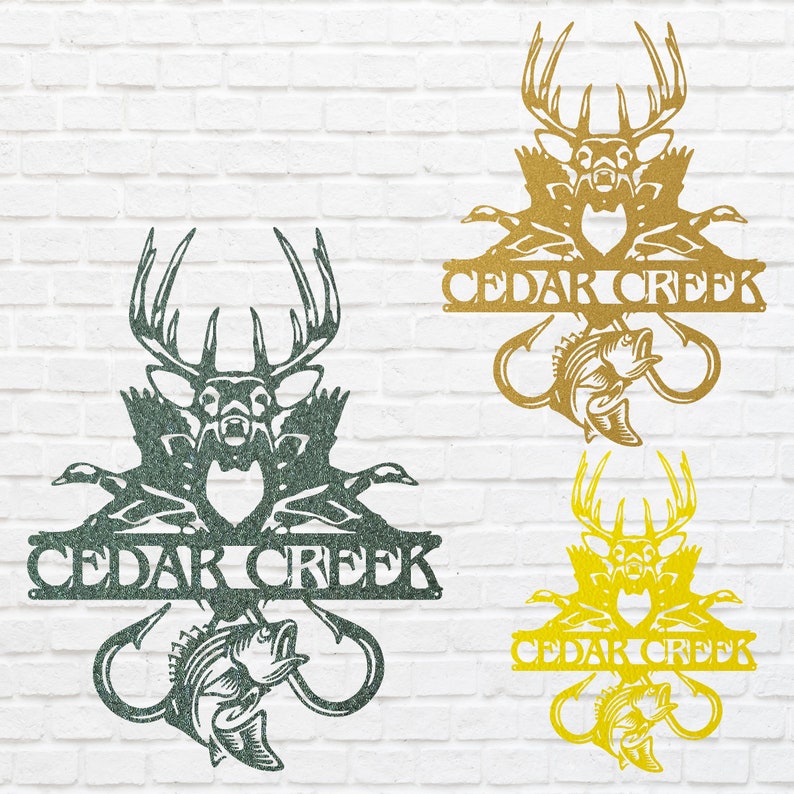 Custom Fish and Deer Metal Wall Art, Hunting Duck Sign
