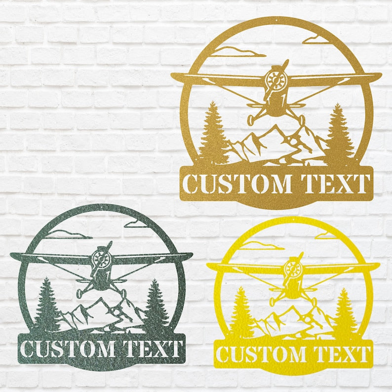 Custom Airplane Metal Wall Art, Front Door Sign