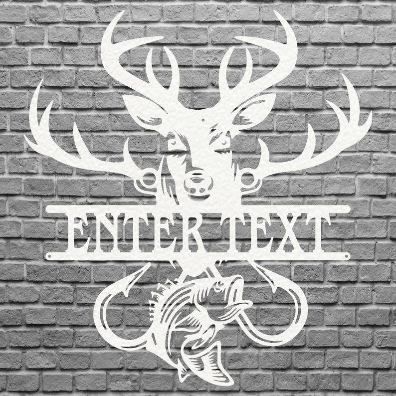 Custom Fish and Deer Front Door Sign, Outdoor Metal Sign
