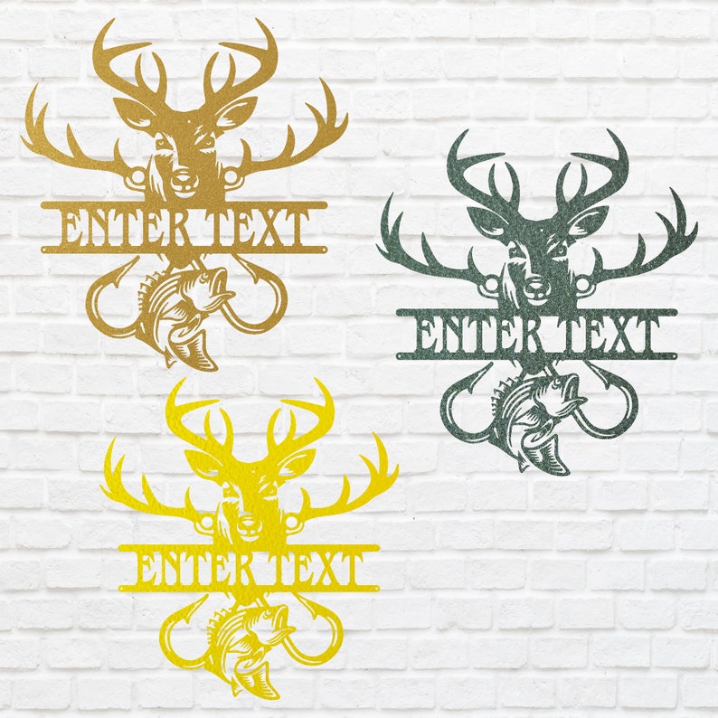 Custom Fish and Deer Front Door Sign, Outdoor Metal Sign