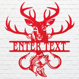Custom Fish and Deer Front Door Sign, Outdoor Metal Sign