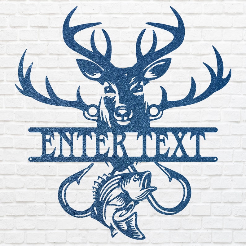 Custom Fish and Deer Front Door Sign, Outdoor Metal Sign