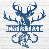 Custom Fish and Deer Front Door Sign, Outdoor Metal Sign
