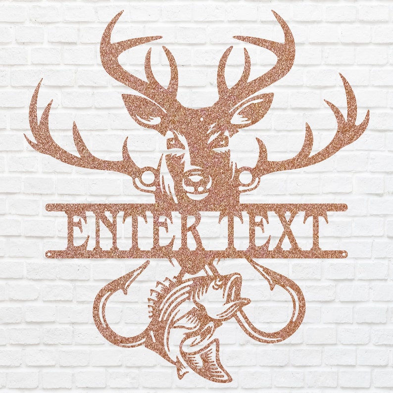 Custom Fish and Deer Front Door Sign, Outdoor Metal Sign